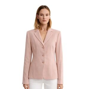 Talbots Petites 100% Pure Silk Light Pink Pastel 3-Button Jacket Sz 10P